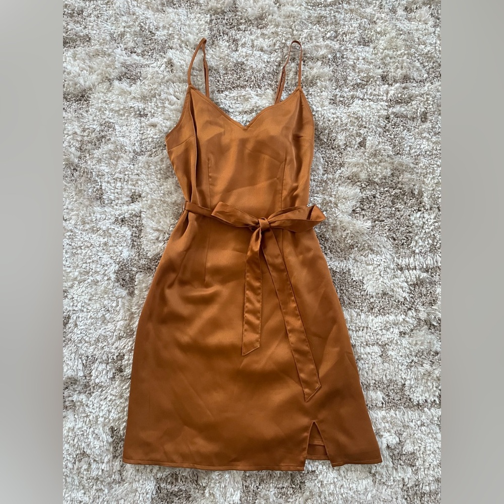 NWT Abercrombie & Fitch Copper Satin Mini Dress/Slip Dress